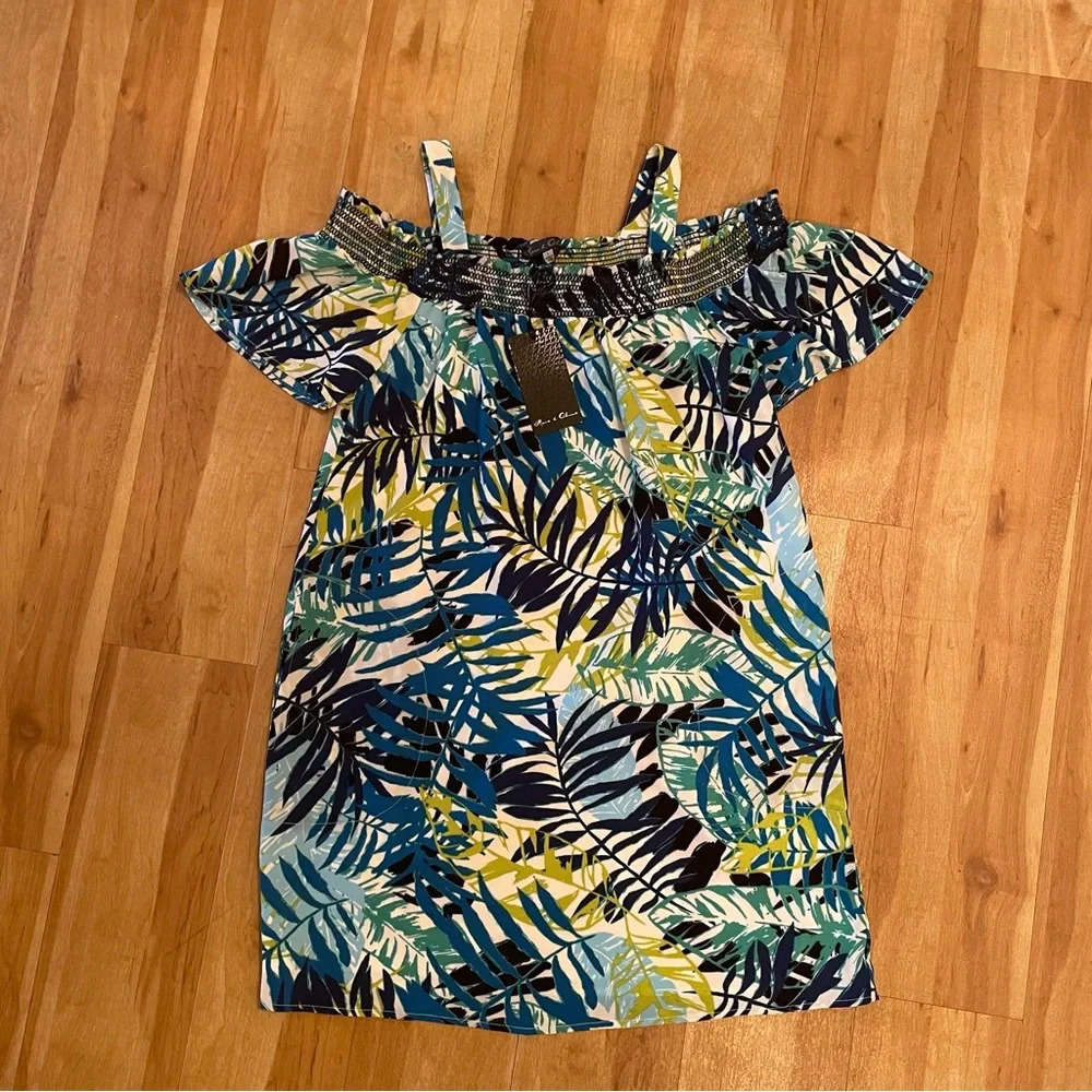 Rose & Olive Tropical Leaf Print Dress NWT Size Small